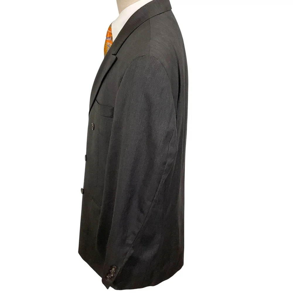 Ralph Lauren Blazer Mens 46 Charcoal Double Breasted Wool Cashmere Classic